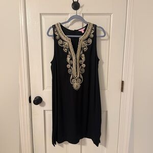 Lilly Pulitzer Black Dress with Gold Detailing